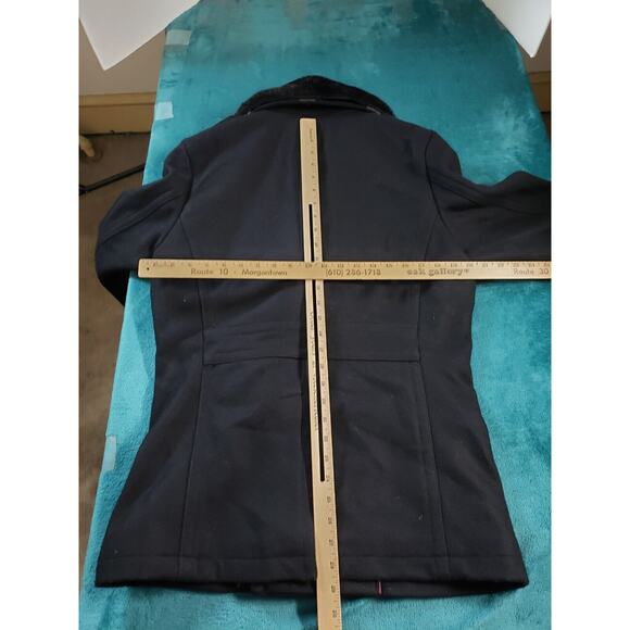 Express Jacket Coat Sz Small Womens Black Double Breasted Fur lining Wool Blend - Picture 6 of 8